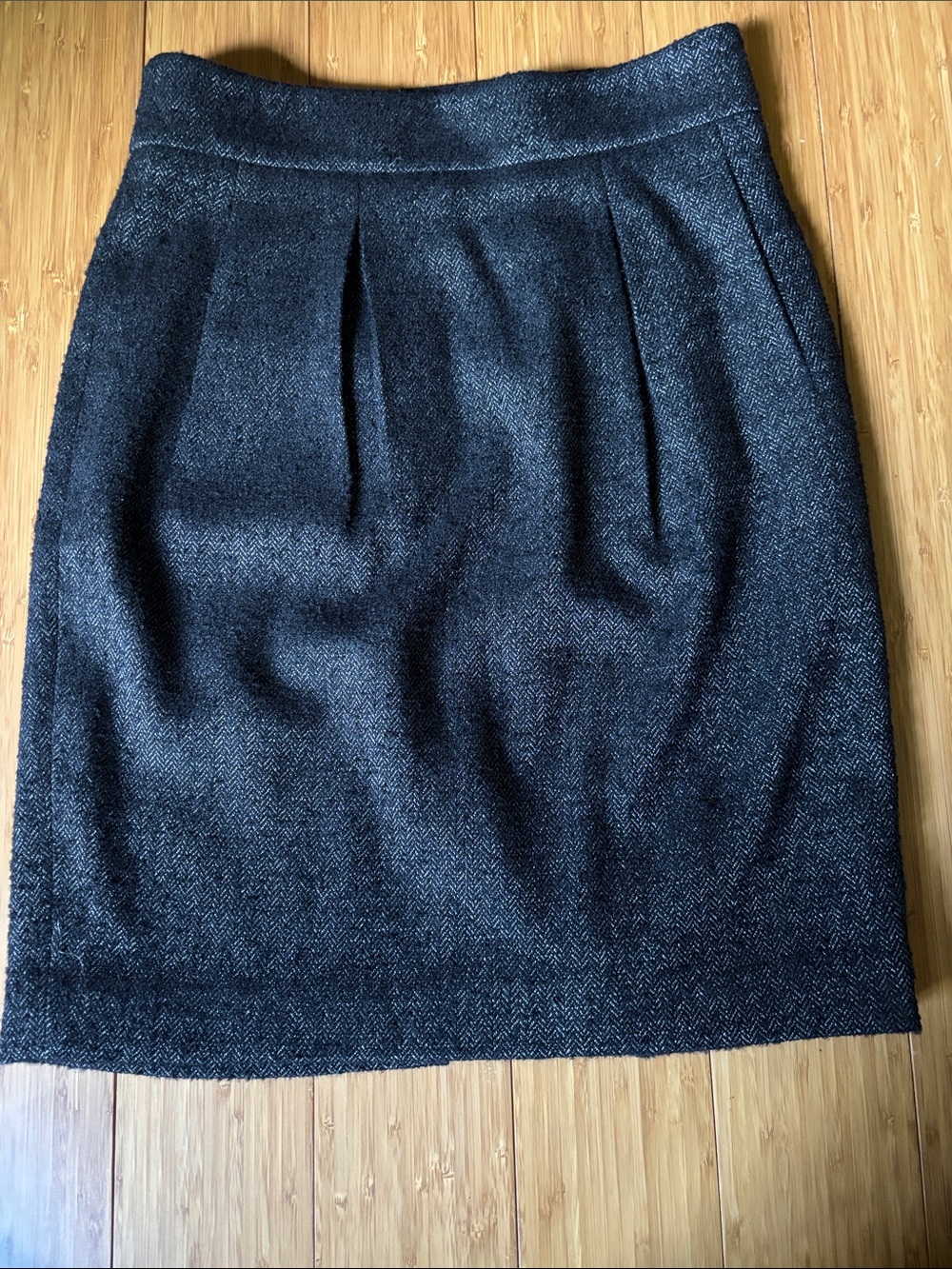 Ann Taylor Black / Charcoal Herringbone Skirt